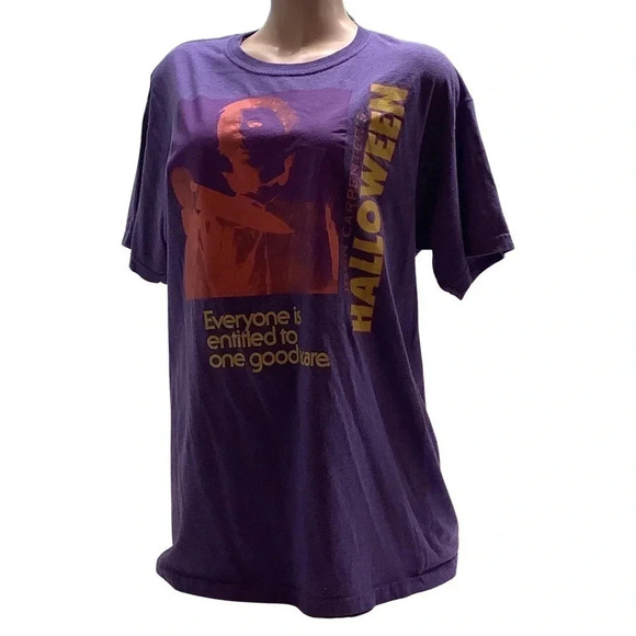 John Carpenters Halloween Purple Tee Size Medium Preloved - Picture 1 of 5